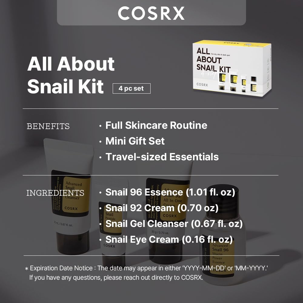 COSRX All About Snail Korean Skincare The Globally Popular COSRX Snail Skincare Line: Cleanser, Eye Cream, Essence & All-in-One Comparison 코스알엑스 달팽이 클랜저 달팽이 뮤신 에센스 달팽이 아이크림 달팽이 올인원 크림